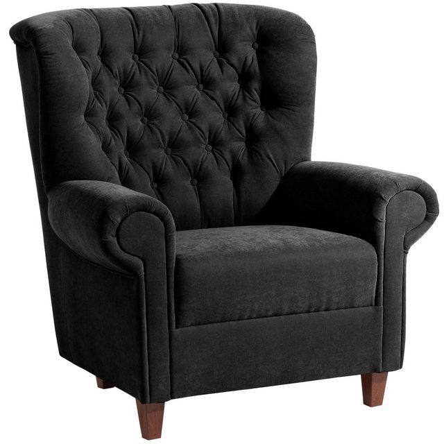 Bild von Max Winzer® Sessel Vicky Hochlehnsessel Velourstoff schwarz (1 Stück), Made in Germany