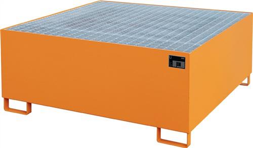 Bild von Auffangwanne 1000l L1460xB1460xH620mm, Stahlbl.m.Gitterrost gelborange