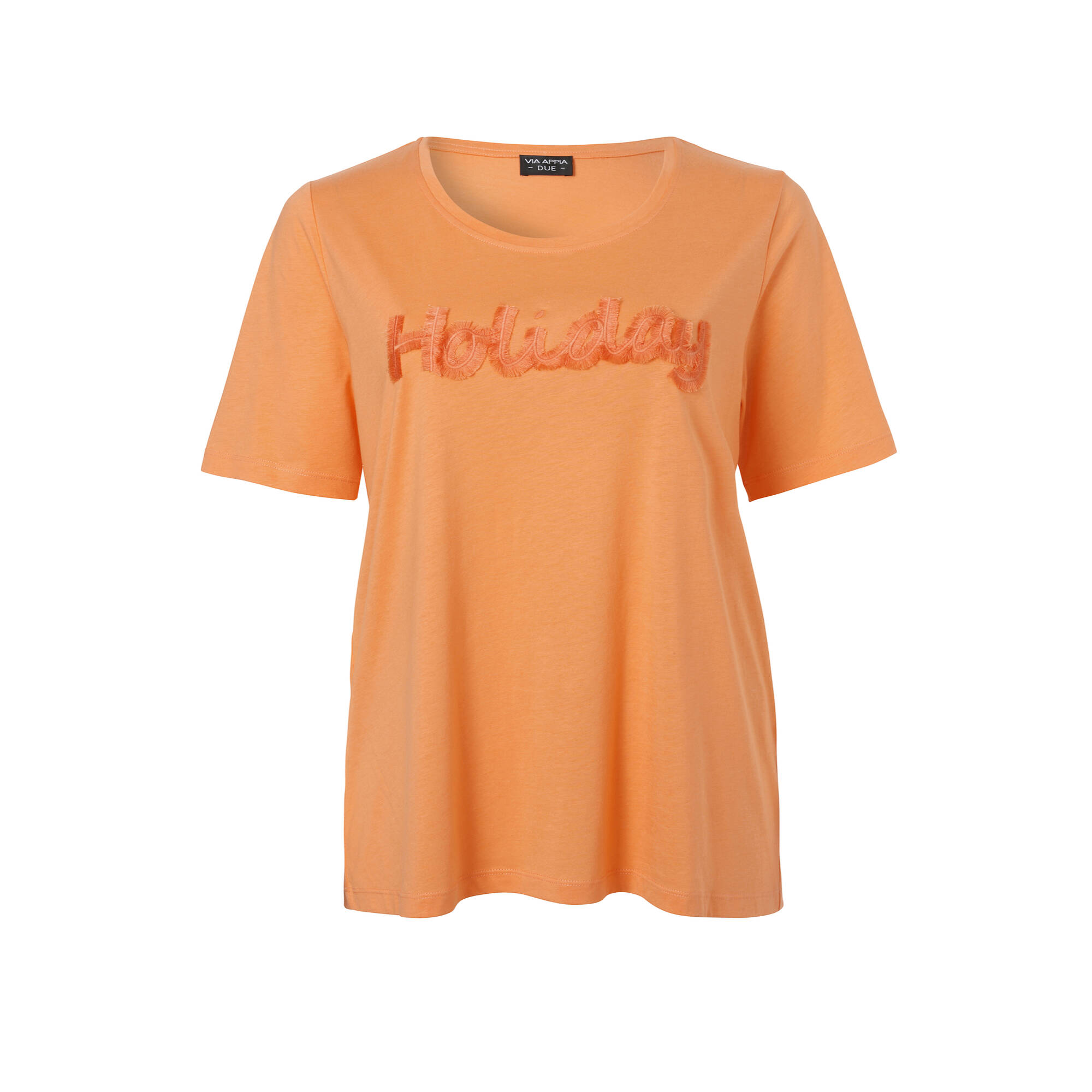 Bild von VIA APPIA DUE Rundhalsshirt Locker-leichtes T-Shirt mit Fransen mit Rundhalsausschnitt