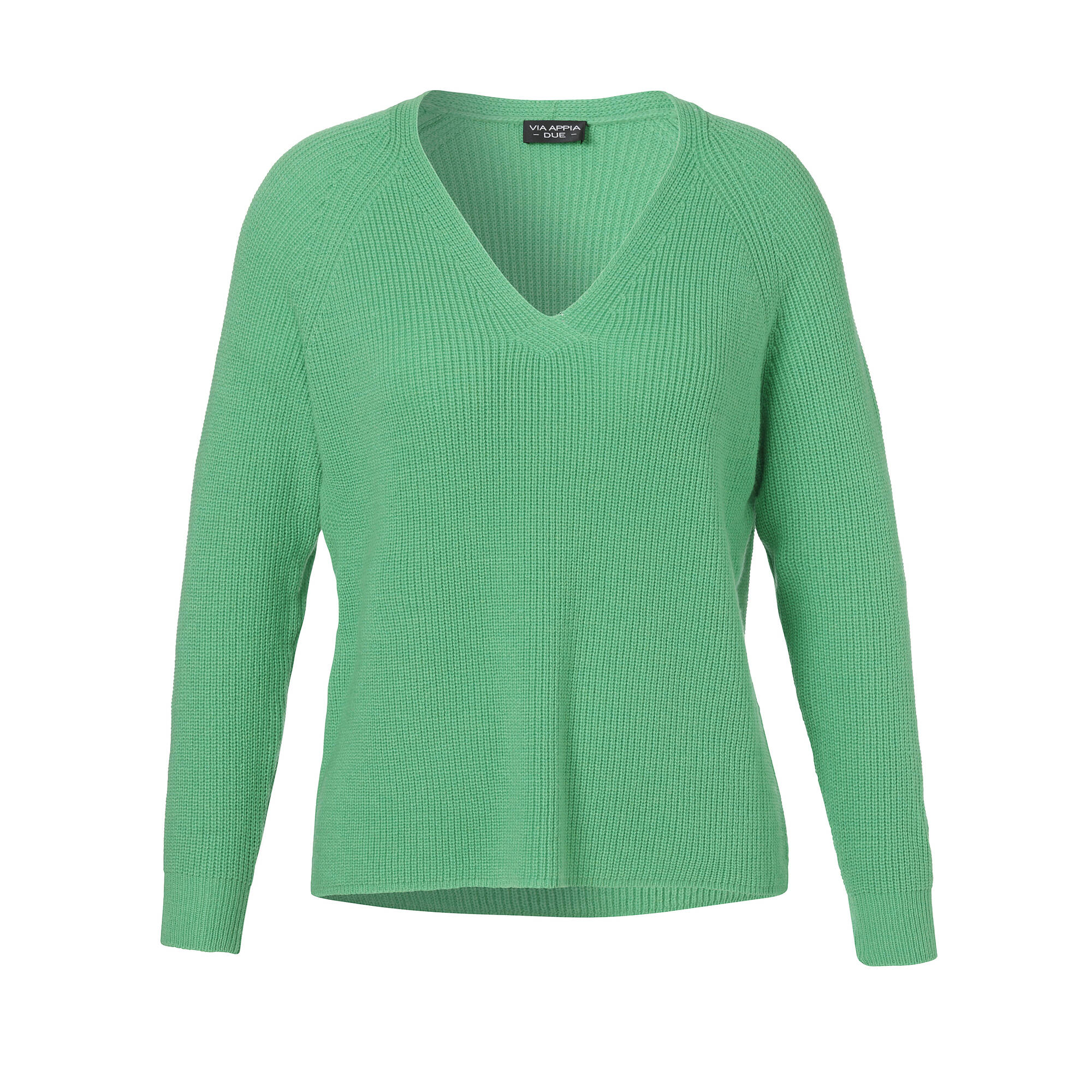 Bild von Schlichter V-Ausschnitt-Pullover in unifarbenem Stoff