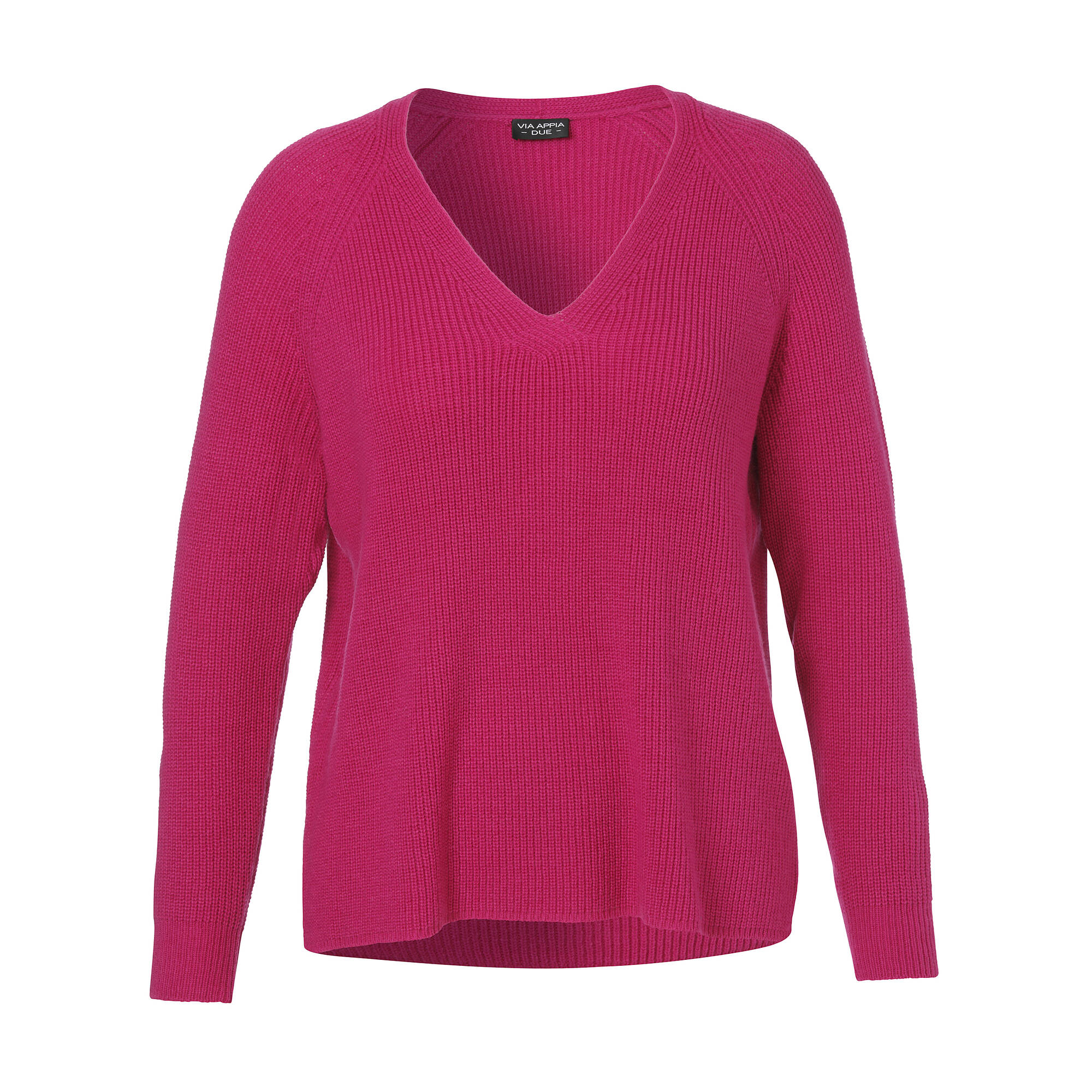 Bild von Schlichter V-Ausschnitt-Pullover in unifarbenem Stoff