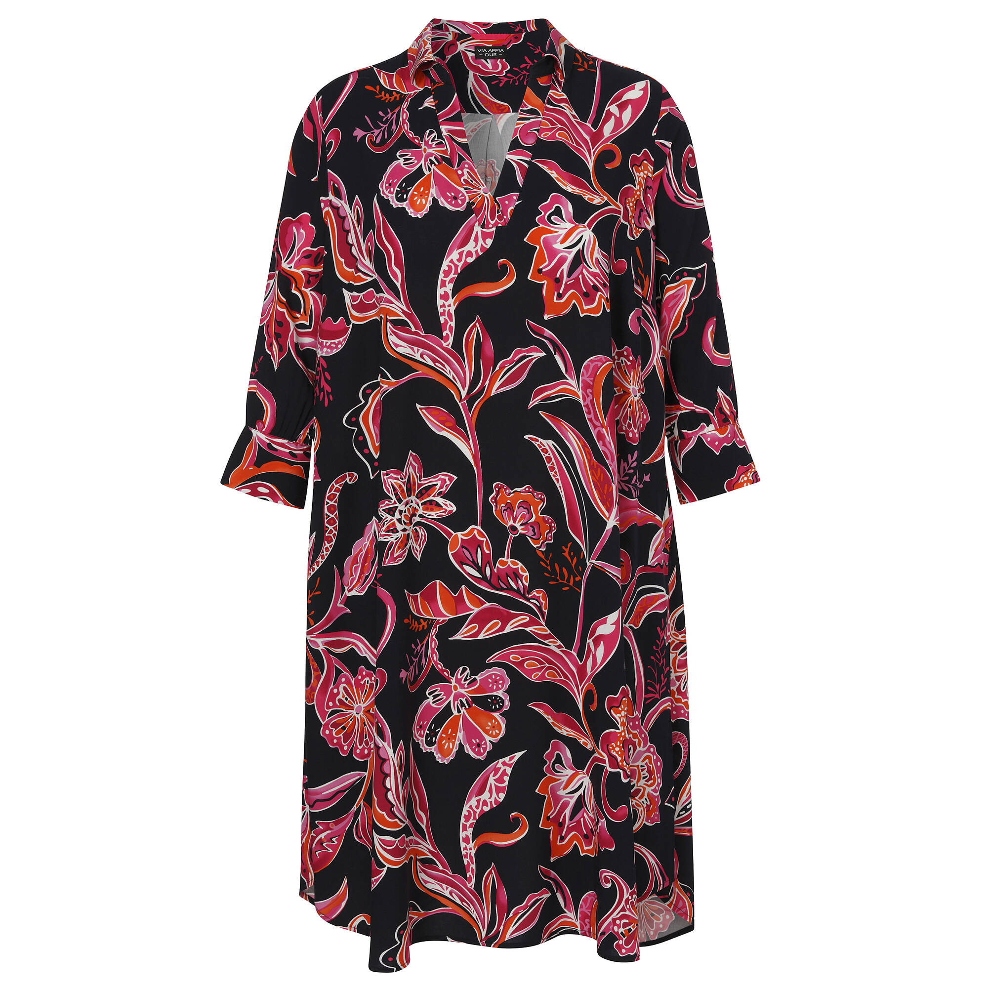 Bild von Fließendes Viskose Kleid mit kontrastreichem Allover Print