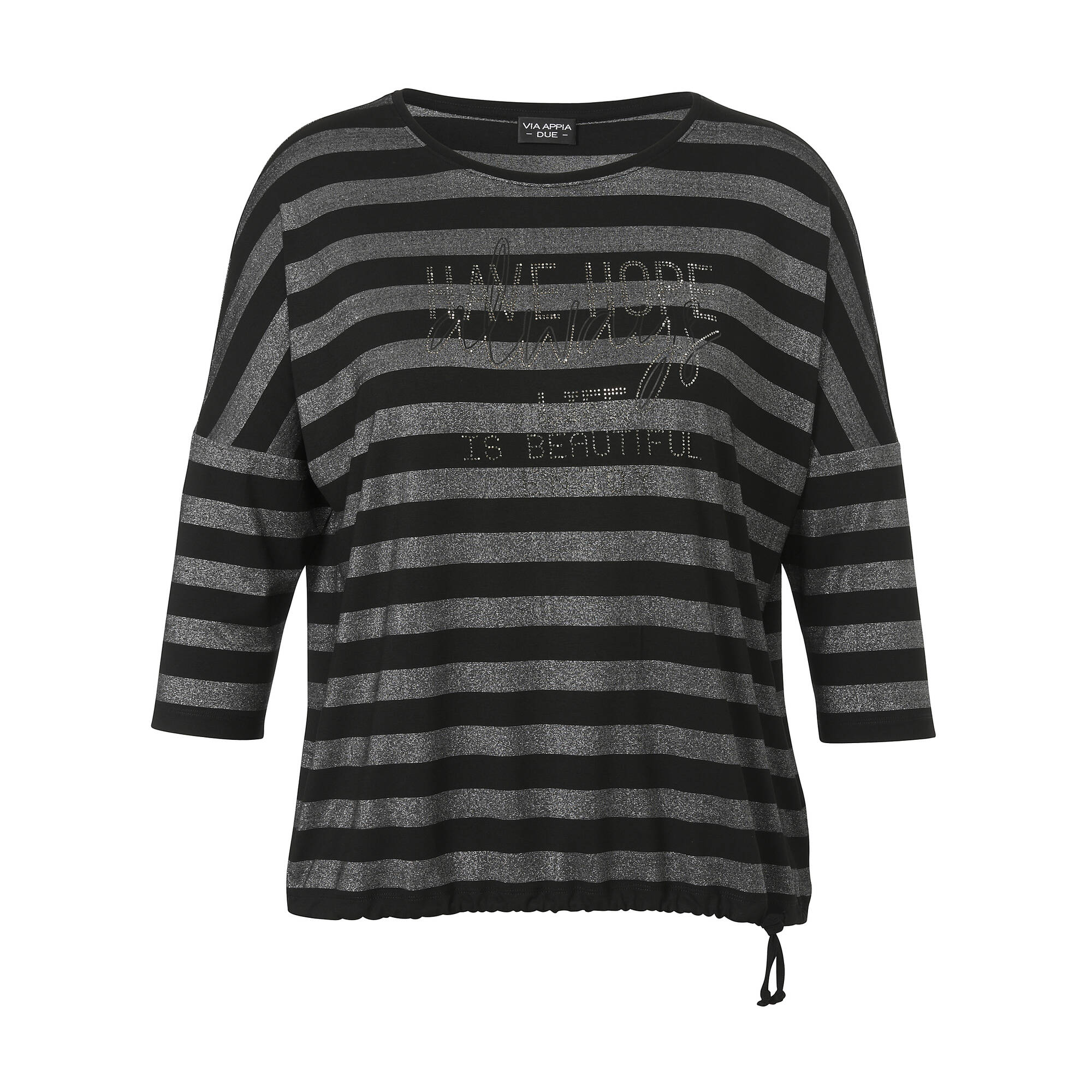 Bild von 3/4-Arm Ringel-Shirt mit überschnittenen Schultern