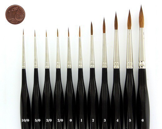 Bild von Feldherr Kolinsky Rotmarderhaar Pinsel Komplett Set Echthaar Grösse 10/0-6 Brush