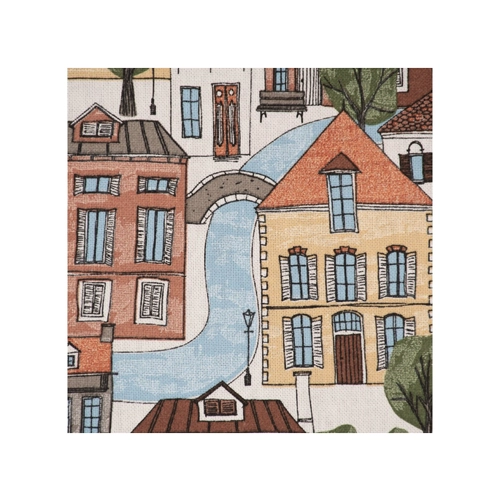 Bild von SCHÖNER LEBEN. Stoff Dekostoff Premium Favourite Village Häuser braun grau weiß 1,40m