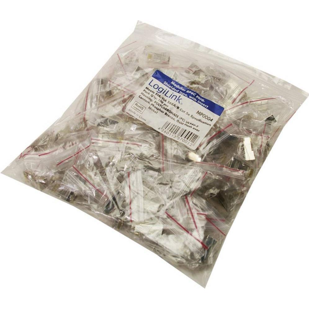 Bild von LogiLink RJ45 Stecker für Rundkabel, Kat.5e, geschirmt Modularstecker 8P8C für Rundkabel, vergoldete Kontakte (Netzwerkkabel Stecker), Netzwerk Zubehör