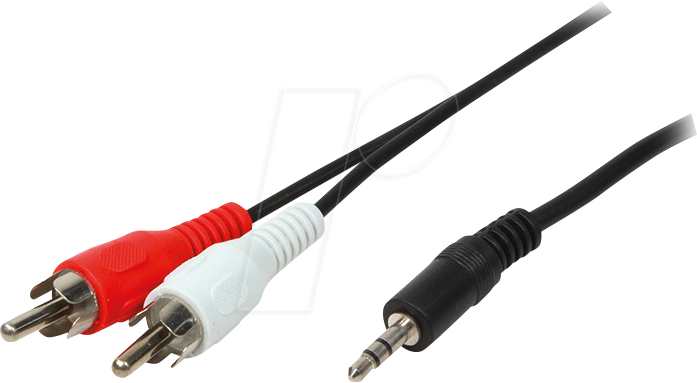 Bild von 5.00m LogiLink Audio Adapterkabel 3.5mm Klinken-Stecker auf 2xCinch Stecker Schwarz