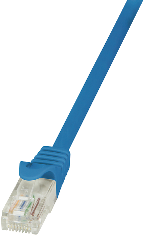 Bild von LogiLink CP2016U RJ45 Netzwerkkabel, Patchkabel CAT 6 U/UTP 25.00cm Blau mit Rastnasenschutz, 5 Stück