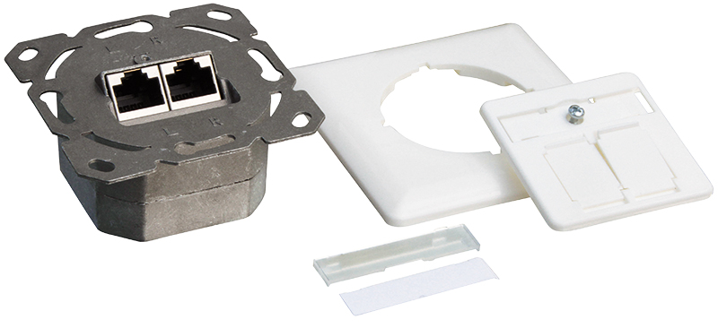 Bild von LogiLink LogiLink Cat.6A Netzwerkdose UP 2xRJ45 geschirmt, signalweiß Datendose Netzwerk-Adapter, Geschirmt, CAT6A