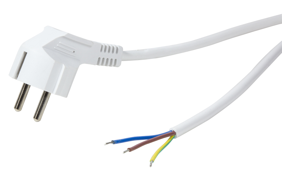 Bild von LogiLink Strom Anschlusskabel [1x Schutzkontakt-Winkelstecker - 1x offene Kabelenden] 1.50m Weiß