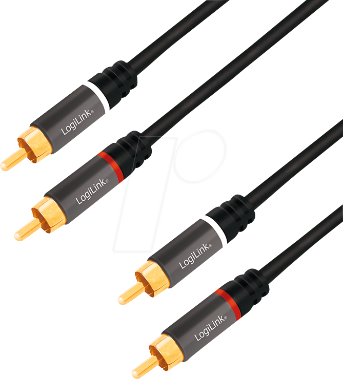 Bild von LOGILINK CA1206 - Cinch Kabel, 2x Cinch Stecker auf 2x Cinch Stecker, Metall, 3 m