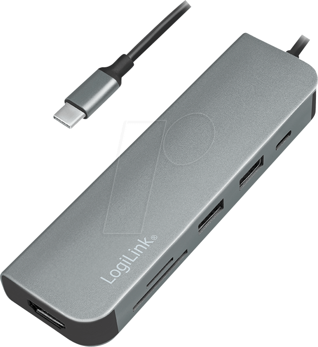 Bild von LogiLink USB-Verteiler LogiLink UA0343 USB-C® (USB 3.2 Gen 2) Multiport Hub Aluminium