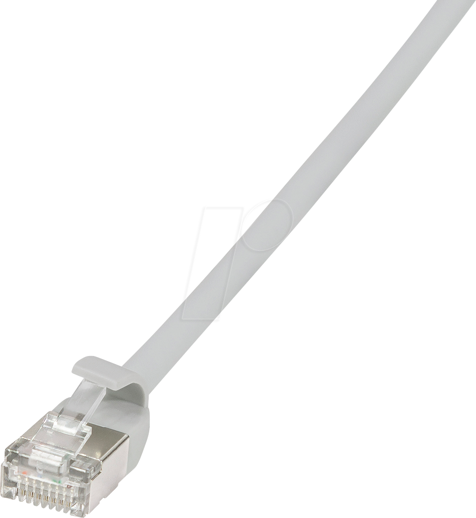 Bild von 0.30m LogiLink Cat. 6a Patchkabel STP RJ45 Stecker auf RJ45 Stecker Grau geschirmt / halogenfrei / kurzer Stecker