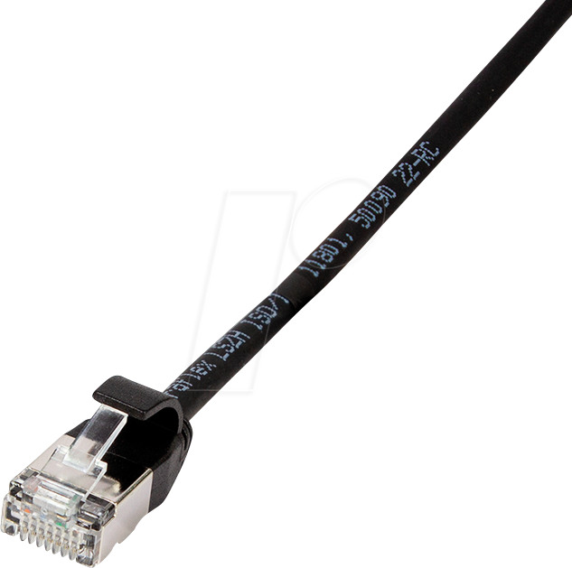 Bild von LogiLink CQ9073S RJ45 Netzwerkkabel, Patchkabel CAT 6a U/FTP 5.00m Schwarz extrem dünn, Flammwidrig