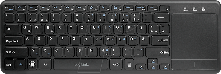 Bild von Logilink - Tastatur - mit Touchpad - kabellos - 2.4 GHz - Tastenschalter: Scissor-Key (ID0188)