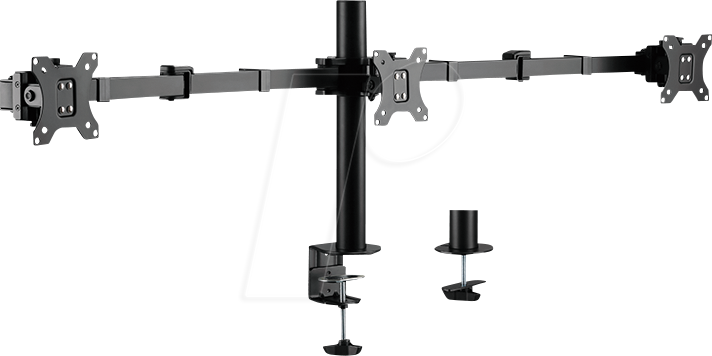 Bild von LogiLink BP0107 Triple Monitor-Halterung, (für 3 Monitore, 17" bis 27", Tischhalterung, verstellbare Armlänge, max. 7 kg, für TV-Monitor, Computermonitor / PC-Monitor, Schwarz)
