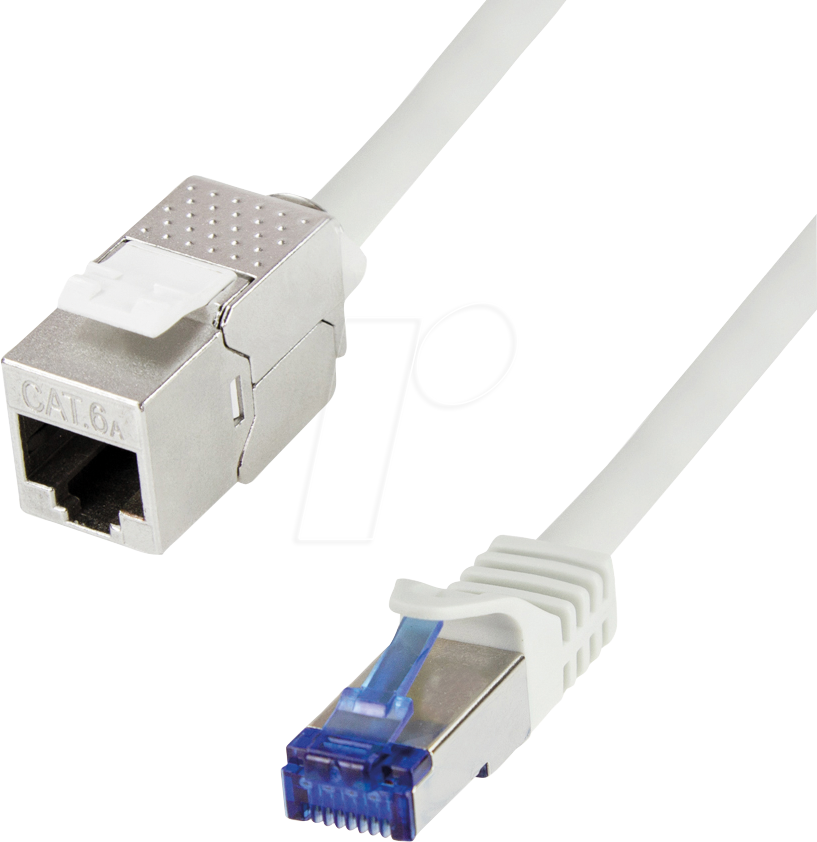 Bild von LogiLink CC5032S RJ45 Netzwerkkabel, Patchkabel CAT 6a S/FTP 1m Grau mit Rastnasenschutz 1St.