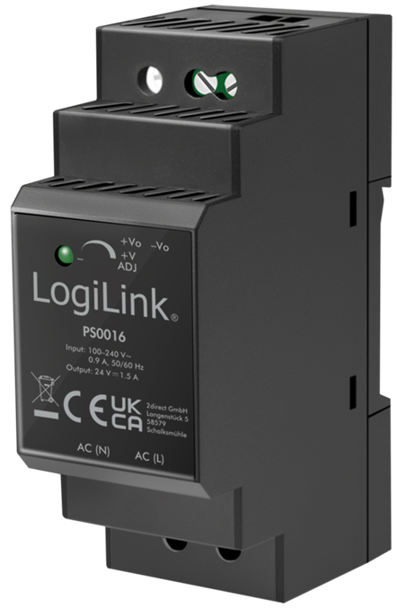 Bild von LogiLink PS0016 Hutschienen-Netzteil (DIN-Rail) 24V 1.5A 36W Inhalt 1St.