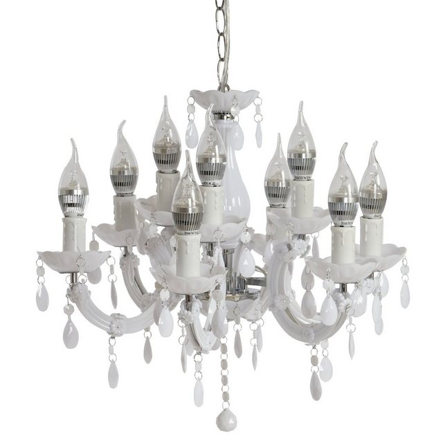 Bild von MCW Kronleuchter LED-Kronleuchter-HW155, individuell verstellbar, 9x LED Windstoßkerze, Höhe individuell verstellbar durch Kette, Inklusive Leuchtmittel