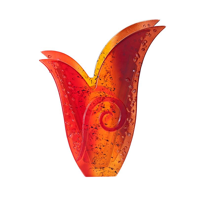 Bild von Glasvase Designelement Deko Tischvase Fusing Glas Kunst rot orange 31cm Handmade
