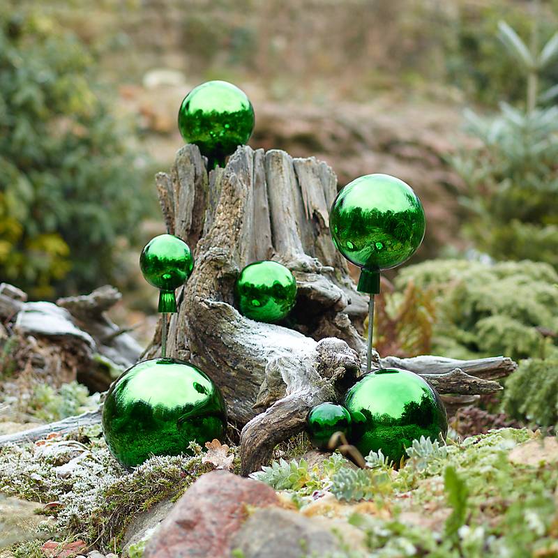 Bild von Rosenkugel grün verspiegelt Gartenflair 8cm