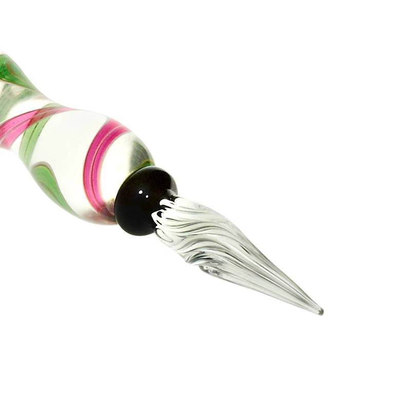 Bild von Glasfederschreiber "Feder" (17cm), grün/schwarz