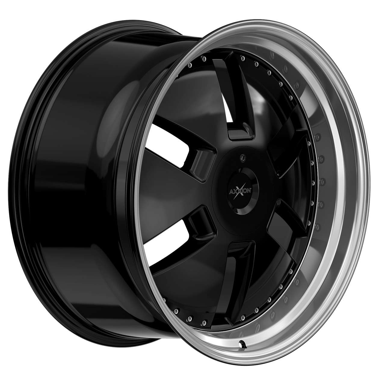 Bild von AXXION Y1 schwarz glänzend lackiert mit hochglanzpoliertem Felgenbett 9.0Jx20 5x112 ET30