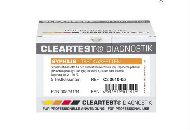 Bild von CLEARTEST Syphilis-Schnelltest Syphilis Schnelltest, Flexible Anwendungsmöglichkeiten, 10-tlg., Hygiene für optimale Testbedingungen, Zuverlässige Ergebnisse