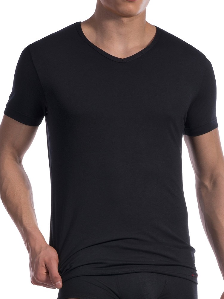 Bild von Olaf Benz - RED1601 - T-Shirt für Herren - V-Halsausschnitt - Schwarz - Grösse M (OB-1-07418-8000-M)