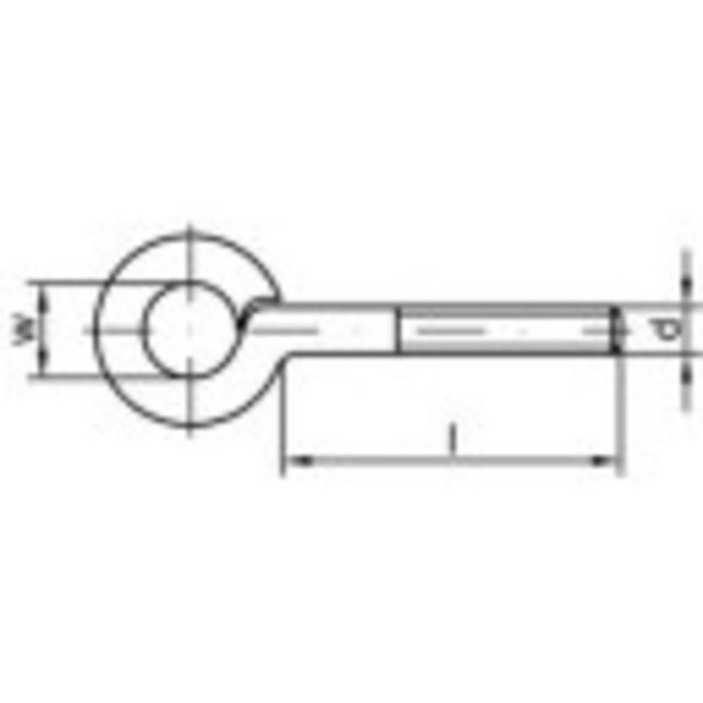 Bild von TOOLCRAFT Ringschrauben TOOLCRAFT Gewindeösen Typ 48 (x L) 6 mm x 10 mm 100 St.