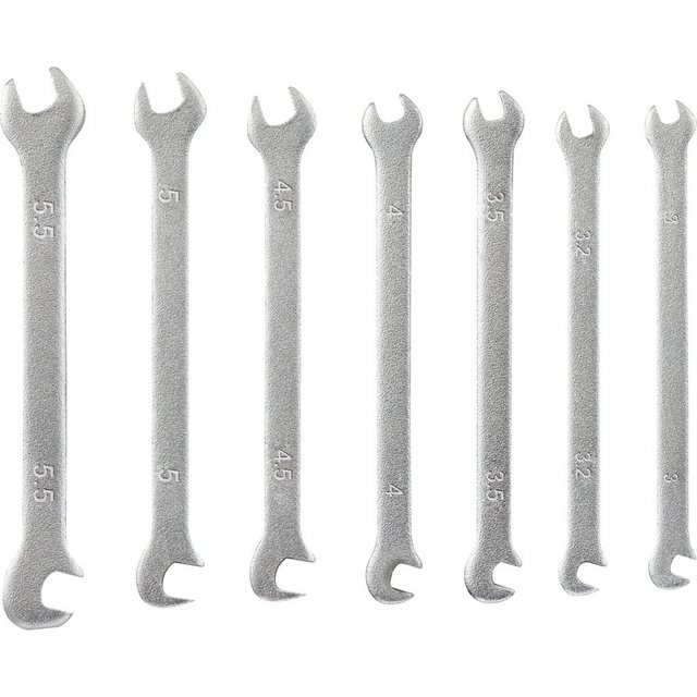 Bild von Toolcraft, Schraubenschlüssel, 7tlg. Mini-Maulschlüssel-Satz 3.0 - 5.5 mm (5 mm, 5.5 mm, 3.2 mm, 4.5 mm, 3 mm, 3.5 mm, 4 mm)