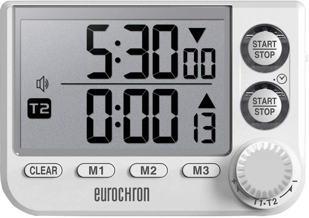 Bild von Eurochron Kurzzeittimer 2-Zeilig EDT 8002, Küchenwecker, Weiss