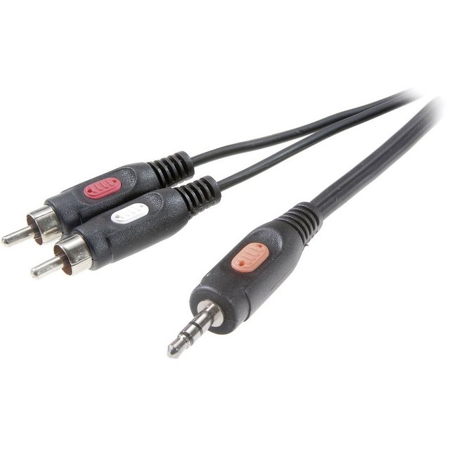 Bild von SpeaKa Professional Cinch / Klinke Audio Anschlusskabel [2x Cinch-Stecker - 1x Klinkenstecker 3.5 mm] 1.50 m Schwarz (SP-7869920)