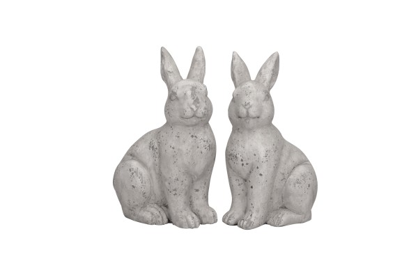 Bild von Dekoaufsteller Osterhasenfigur aus Polyresin grau/anthrazit gefleckt klein - in zwei Varianten "Hase Blick nach rechts"