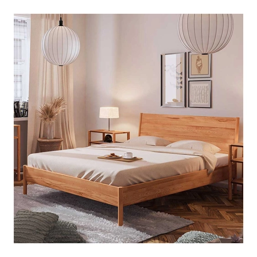 Bild von Bett aus Wildeiche – Geölt, Massivholz mit Nachtkonsolen