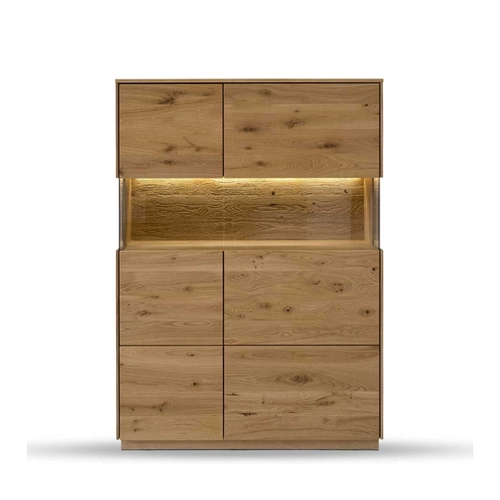 Bild von Wohnzimmervitrinenschrank aus Wildeiche Massivholz mit Drehtüren