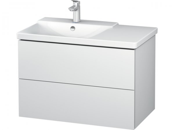 Bild von Duravit L-Cube Waschtischunterbau wandhängend Breite 820mm, Tiefe 481, 2 Schubkästen, passend für "P3 Comfort" Artikel 233385, Becken links, Farbe: Apricot Pearl Seidenmatt Lack