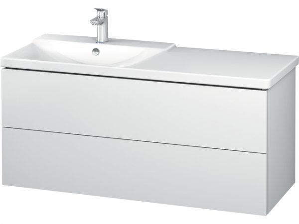 Bild von Duravit L-Cube Waschtischunterbau wandhängend Breite1220mm, Tiefe 481mm, 2 Schubkästen, passend für "P3 Comfort" Artikel  233312, Becken links, Farbe: Eiche gebürstet Echtholzfurnier