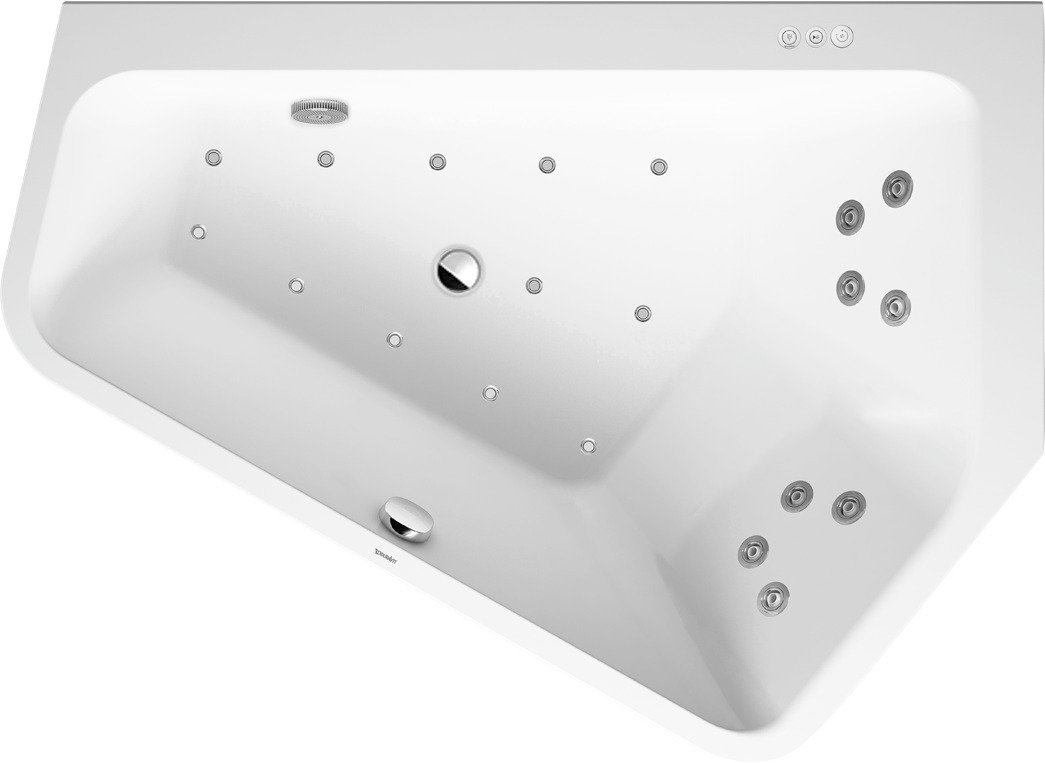 Bild von Duravit Whirlpool Paiova 5 1770x1300mm Einbauversion Ecke rechts, zwei unterschiedliche Rückenschrägen, Gestell, Ab- und Überlaufgarnitur,Combi-System P