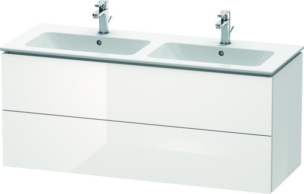 Bild von Duravit L-Cube Waschtischunterbau wandhängend, 2 Schubkästen, Breite: 1290mm, für Me by Starck 233613, Farbe: Weiß Hochglanz Dekor