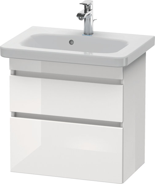 Bild von Duravit DuraStyle Waschtischunterschrank wandhängend 6479, 2 Schubkästen, 580mm, für DuraStyle, Farbe (Front/Korpus): Nussbaum Natur Dekor / Weiß Matt Dekor