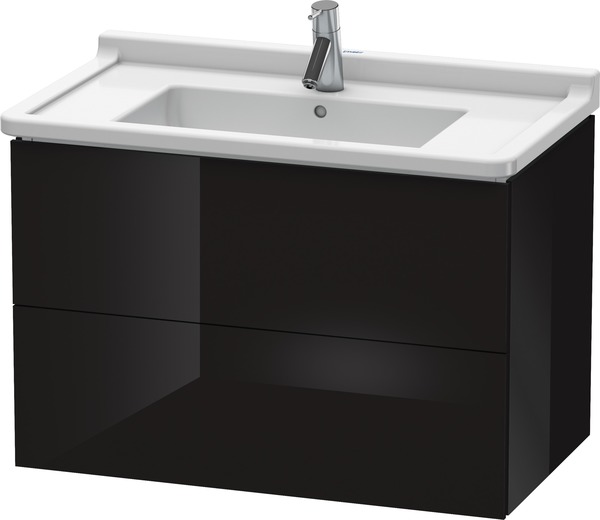 Bild von Duravit L-Cube Waschtischunterbau wandhängend, 2 Schubkästen, 820mm, für Starck 3, Farbe: Schwarz Hochglanz Lack