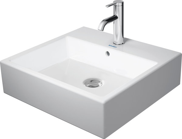 Bild von Duravit Vero Air Aufsatzbecken 50x47cm, mit Überlauf, mit Hahnlochbank, ohne Hahnloch, geschliffen, glasierte Rückwand, Farbe: Weiß