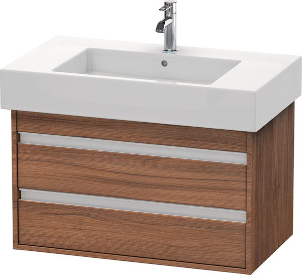 Bild von Duravit Ketho Waschtischunterschrank wandhängend 6640, 2 Schubkästen, 800mm, für Vero, Farbe (Front/Korpus): Nussbaum Natur Dekor