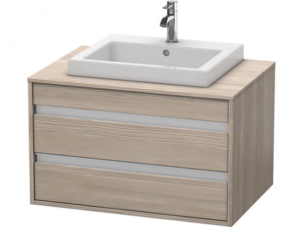 Bild von Duravit Ketho Waschtischunterschrank wandhängend 6754, 2 Schubkästen, 800mm, für Einbauwaschtisch mittig, Farbe (Front/Korpus): Pine Silver Dekor