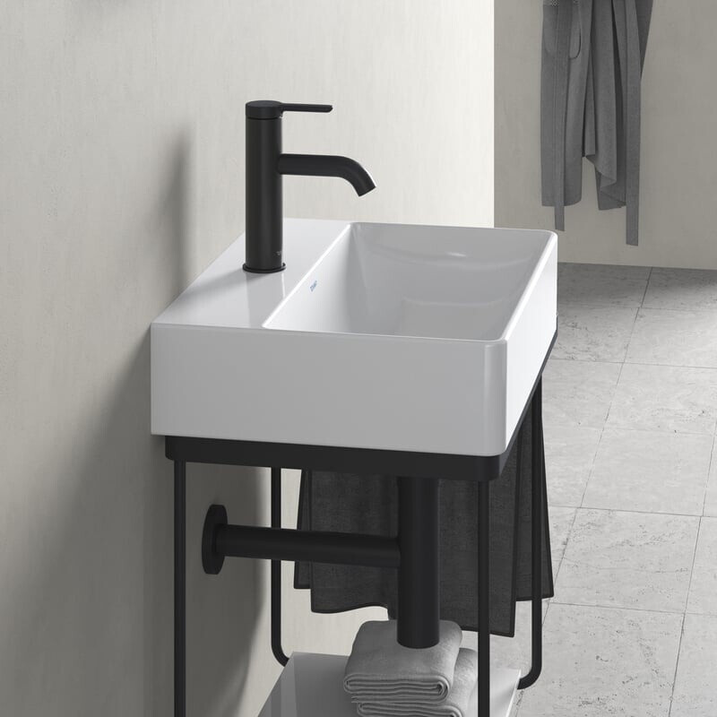 Bild von Duravit DuraSquare Handwaschbecken 45x35cm, 1 Hahnloch, ohne Überlauf, mit Hahnlochbank,, Farbe: Weiß mit Wondergliss