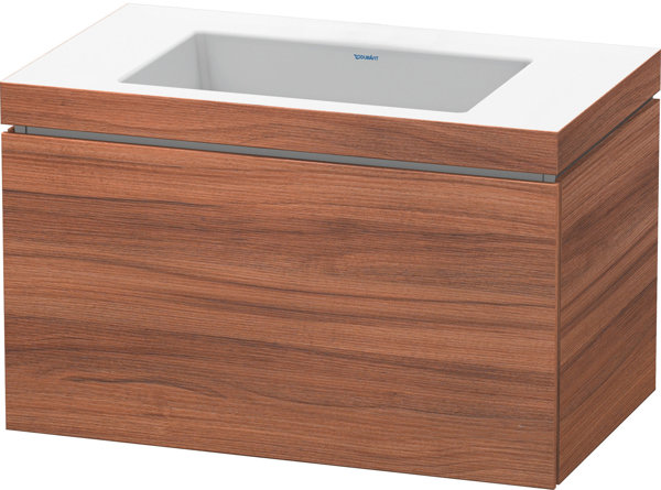 Bild von Duravit L-Cube Möbelwaschtisch c-bonded mit Unterbau wandhängend, 80x48 cm, 1 Auszug, ohne Überlauf, ohne Hahnloch, Farbe: Nussbaum Natur Dekor