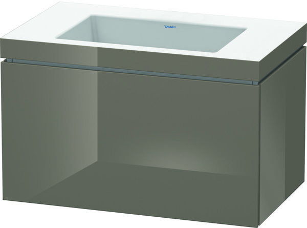 Bild von Duravit L-Cube Möbelwaschtisch c-Bonded mit Unterbau wandhängend, 80x48 cm, 1 Auszug, ohne Überlauf, ohne Hahnloch, Farbe: Flannel Grey Hochglanz Lack - LC6917N8989