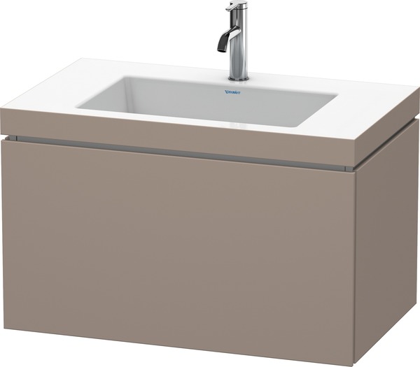 Bild von Duravit L-Cube Möbelwaschtisch c-bonded mit Unterbau wandhängend, 80x48 cm, 1 Auszug, ohne Überlauf, 1 Hahnloch, Farbe: Basalt Matt Dekor