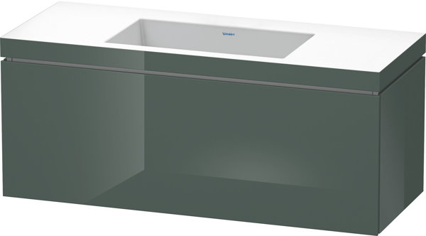 Bild von Duravit L-Cube Möbelwaschtisch c-Bonded mit Unterbau wandhängend, 120x48 cm, 1 Auszug, ohne Überlauf, ohne Hahnloch, Farbe: Dolomiti Grey Hochglanz Lack - LC6919N3838